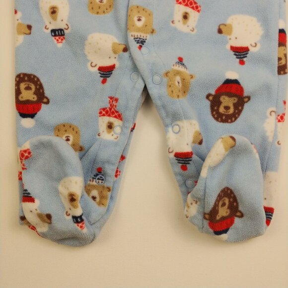 Carter's Fleece Winter Bear Faces Footie 6 Months - Picture 4 of 9